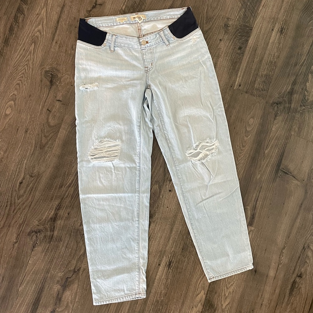 Madewell maternity slouchy boy Jean under belly side panels